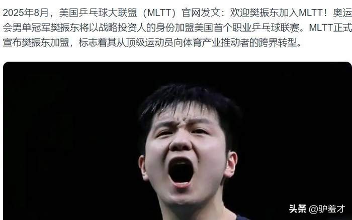 樊振东转型投资人影响力辐射全球体育圈